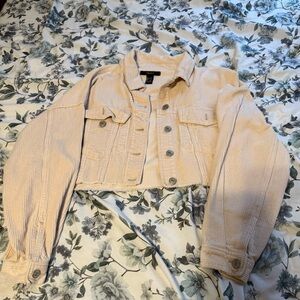 Forever 21 Light Beige Corduroy Jean Jacket